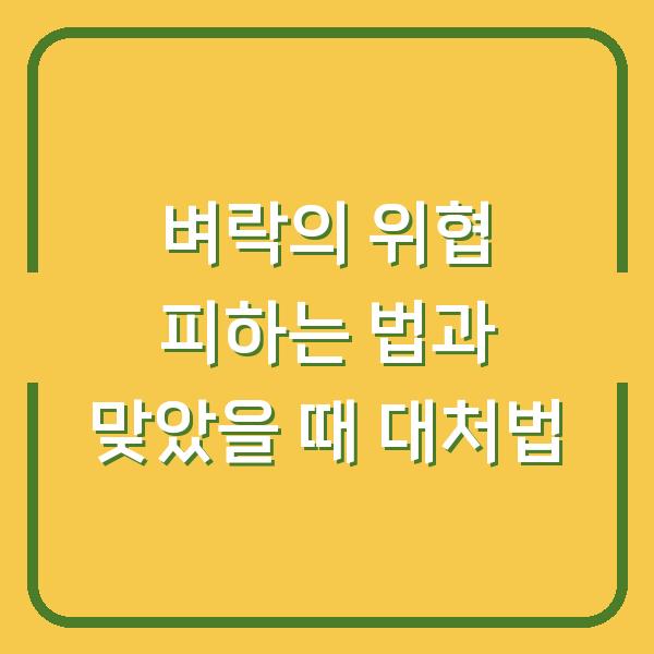 벼락의 위협 피하는 법과 맞았을 때 대처법