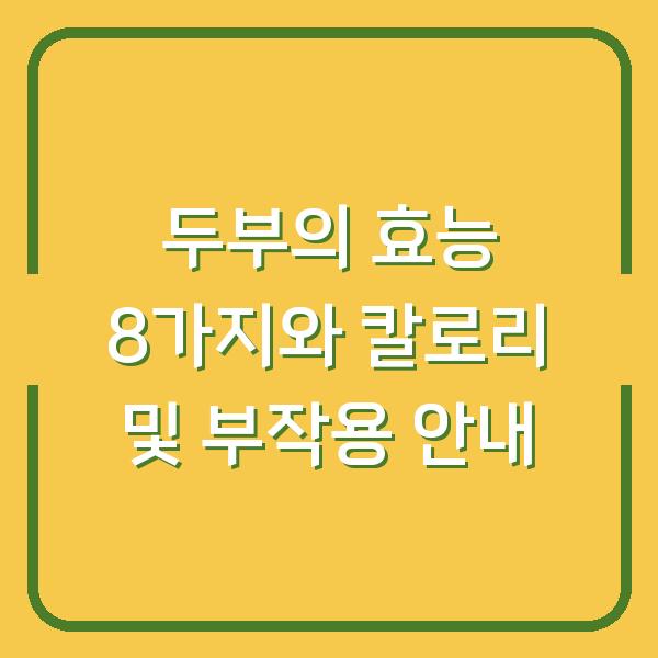 두부의 효능 8가지와 칼로리 및 부작용 안내