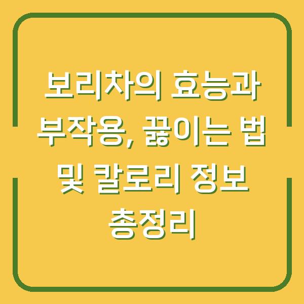 보리차의 효능과 부작용, 끓이는 법 및 칼로리 정보 총정리