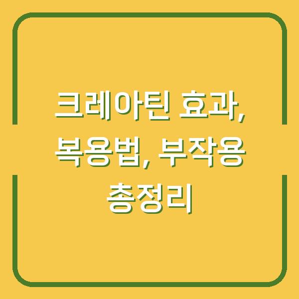 크레아틴 효과, 복용법, 부작용 총정리