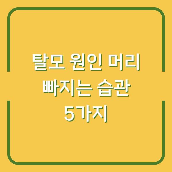 탈모 원인 머리 빠지는 습관 5가지