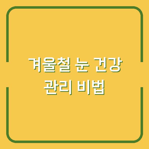 겨울철 눈 건강 관리 비법