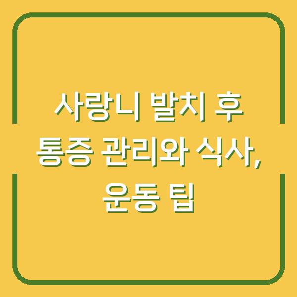 사랑니 발치 후 통증 관리와 식사, 운동 팁