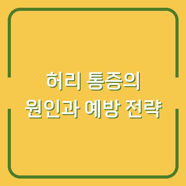 허리 통증의 원인과 예방 전략