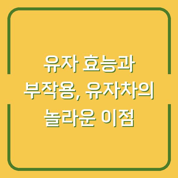 유자 효능과 부작용, 유자차의 놀라운 이점