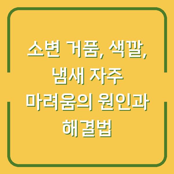 소변 거품, 색깔, 냄새 자주 마려움의 원인과 해결법
