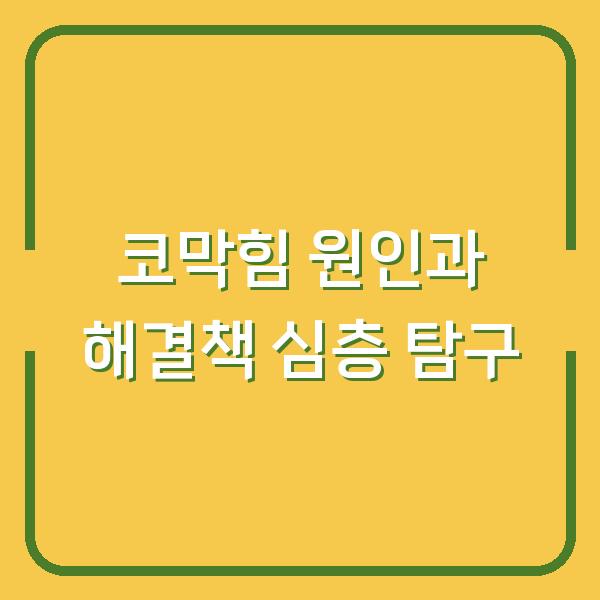 코막힘 원인과 해결책 심층 탐구