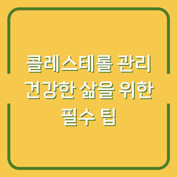 콜레스테롤 관리 건강한 삶을 위한 필수 팁