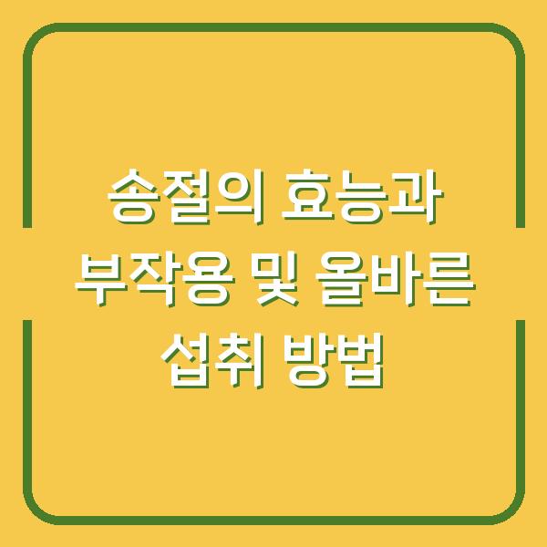 송절의 효능과 부작용 및 올바른 섭취 방법