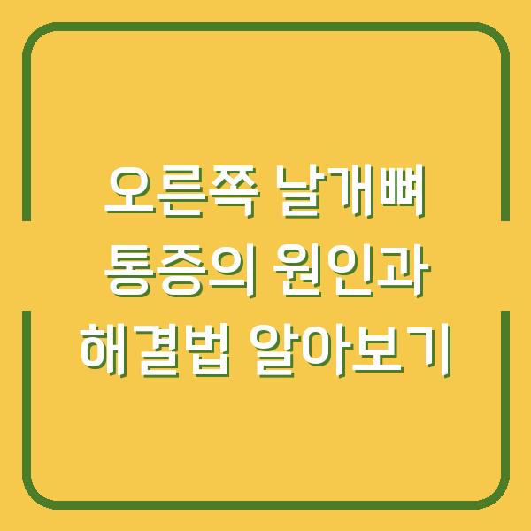 오른쪽 날개뼈 통증의 원인과 해결법 알아보기