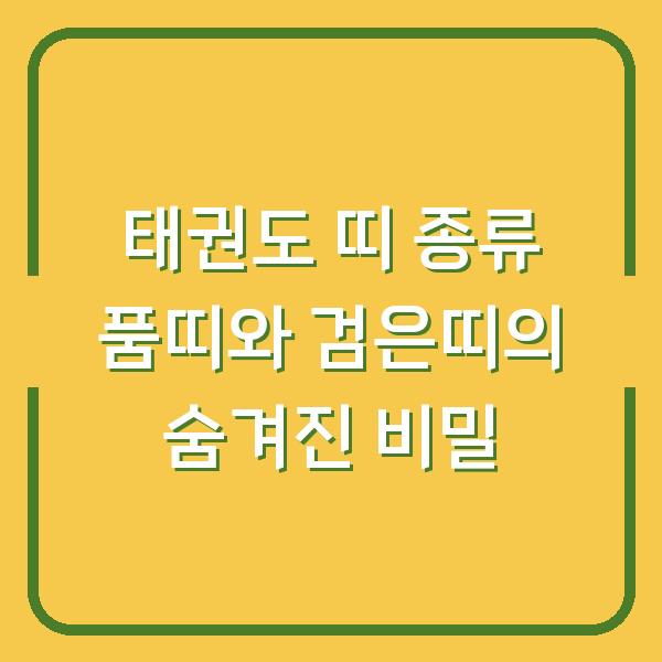 태권도 띠 종류 품띠와 검은띠의 숨겨진 비밀