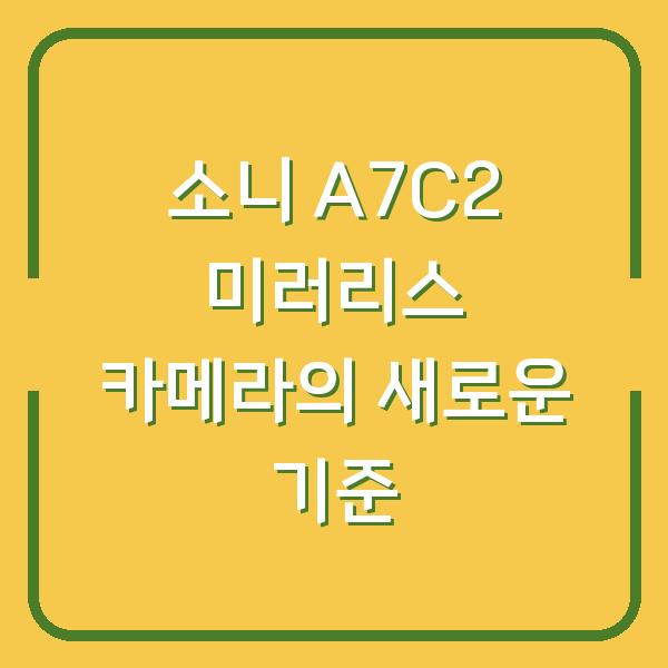 소니 A7C2 미러리스 카메라의 새로운 기준