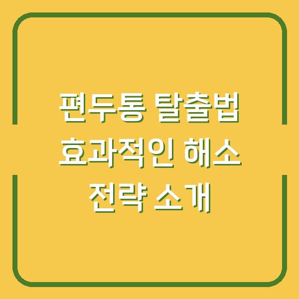 편두통 탈출법 효과적인 해소 전략 소개