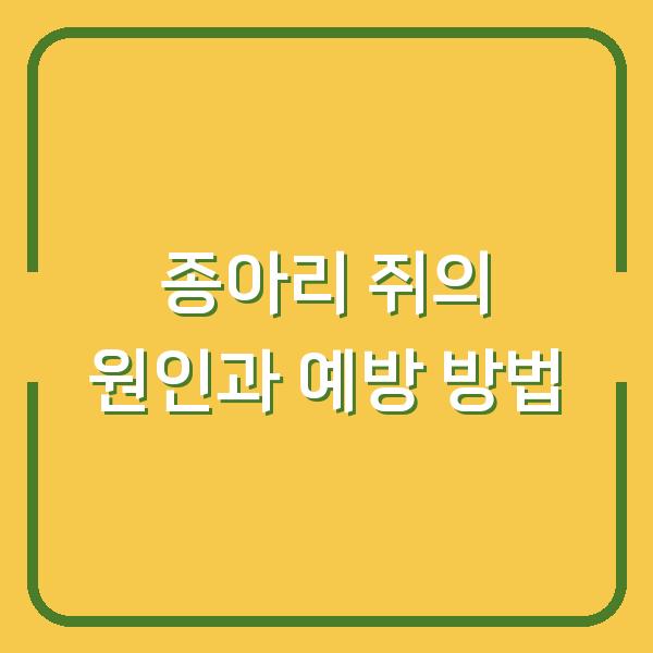 종아리 쥐의 원인과 예방 방법