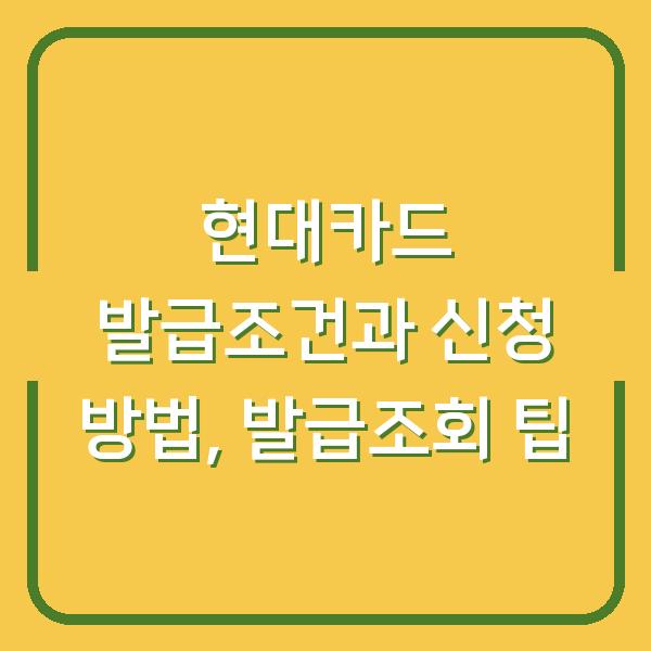 현대카드 발급조건과 신청 방법, 발급조회 팁