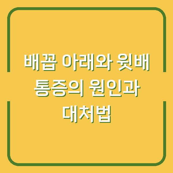 배꼽 아래와 윗배 통증의 원인과 대처법