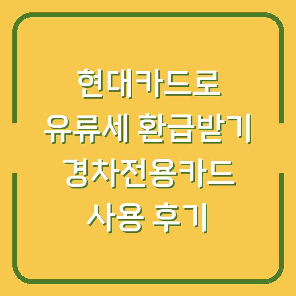 현대카드로 유류세 환급받기 경차전용카드 사용 후기