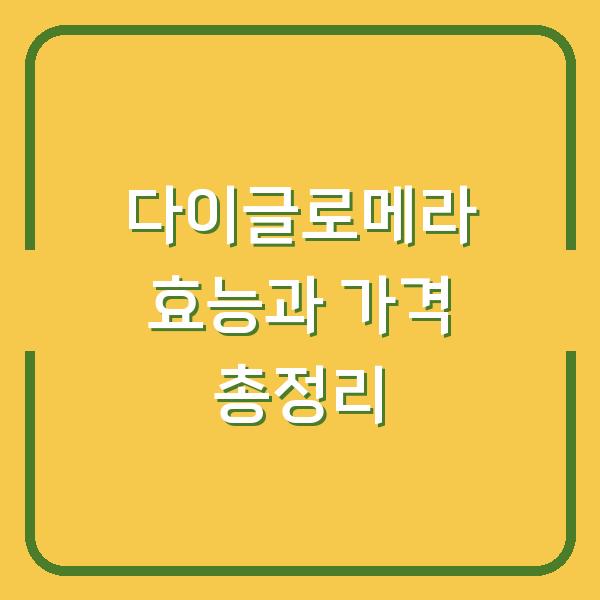 다이글로메라 효능과 가격 총정리