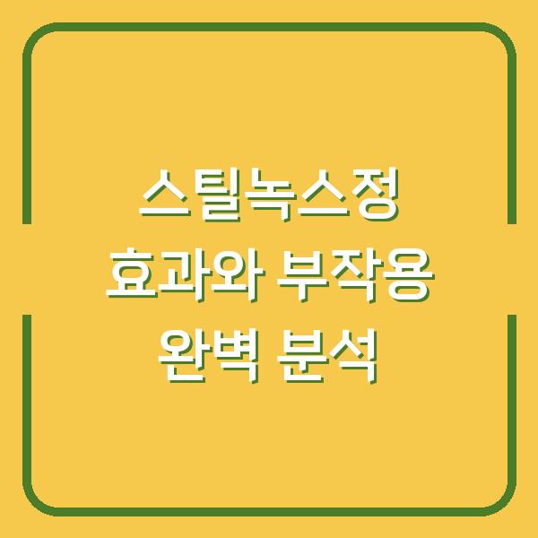 스틸녹스정 효과와 부작용 완벽 분석