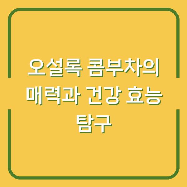 오설록 콤부차의 매력과 건강 효능 탐구