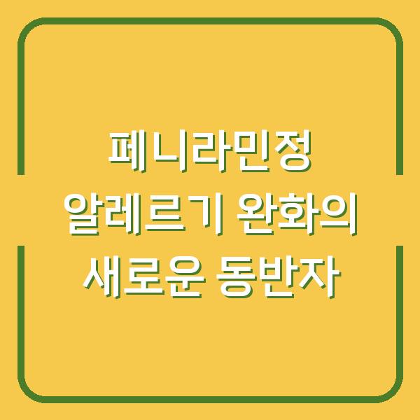 페니라민정 알레르기 완화의 새로운 동반자