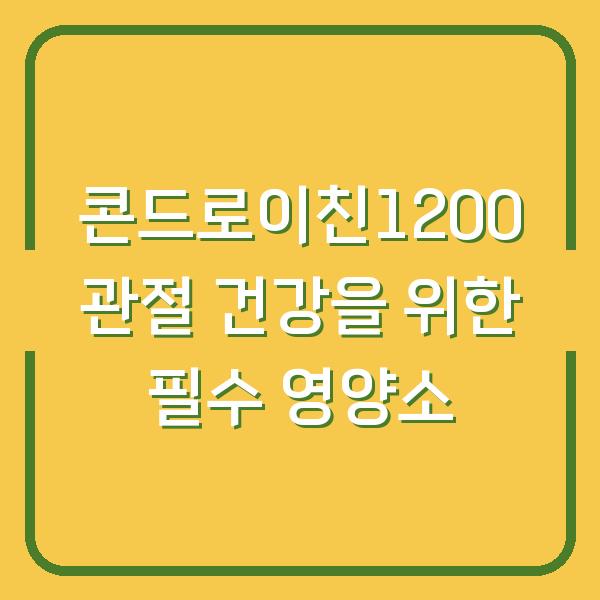 콘드로이친1200 관절 건강을 위한 필수 영양소
