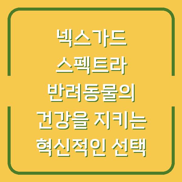 넥스가드 스펙트라 반려동물의 건강을 지키는 혁신적인 선택