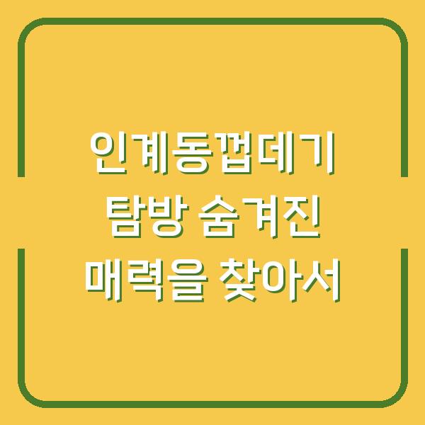 인계동껍데기 탐방 숨겨진 매력을 찾아서
