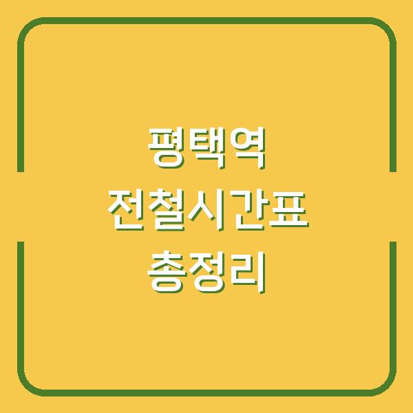 평택역 전철시간표 총정리