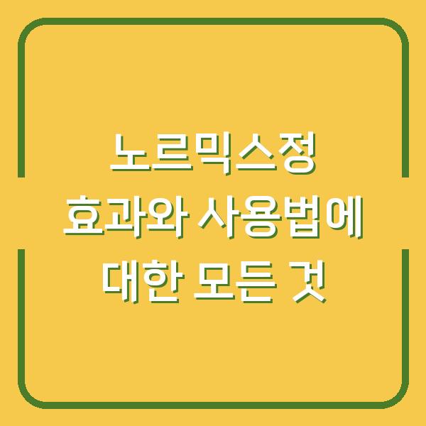 노르믹스정 효과와 사용법에 대한 모든 것