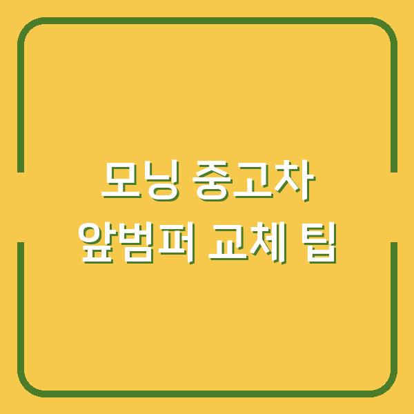 모닝 중고차 앞범퍼 교체 팁