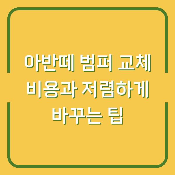 아반떼 범퍼 교체 비용과 저렴하게 바꾸는 팁