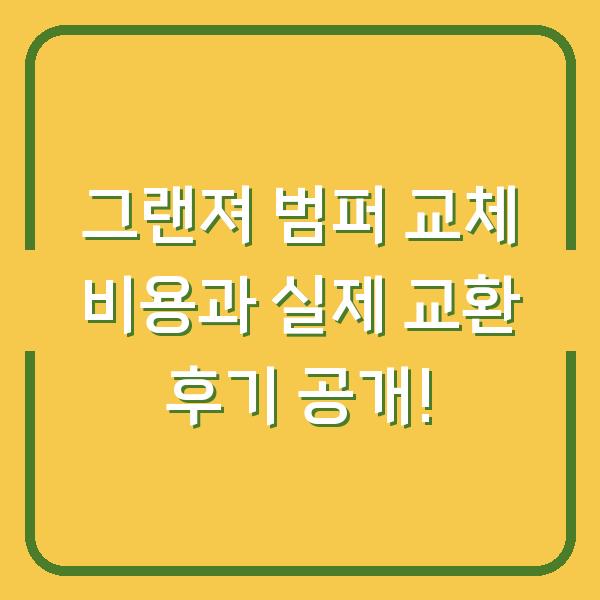 그랜져 범퍼 교체 비용과 실제 교환 후기 공개!