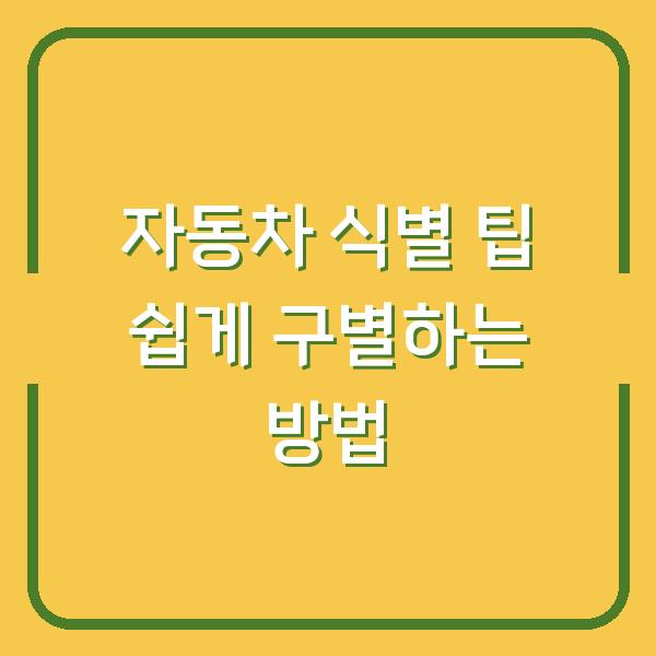 자동차 식별 팁 쉽게 구별하는 방법