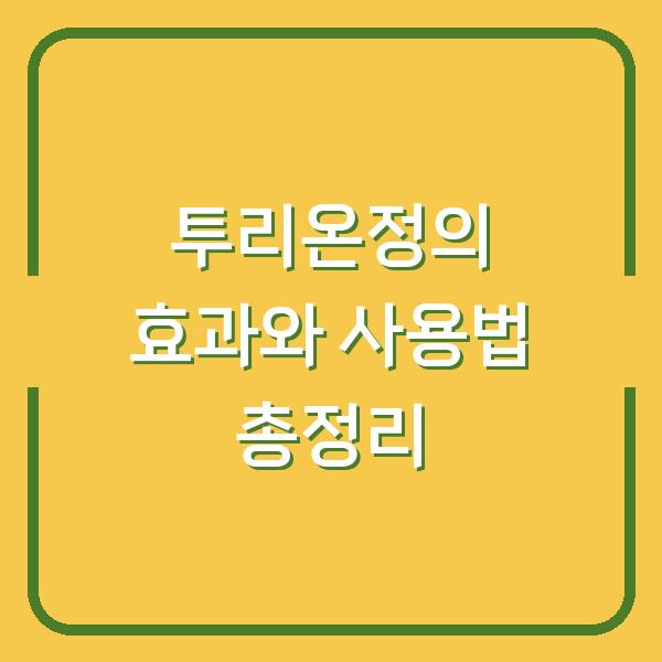 투리온정의 효과와 사용법 총정리