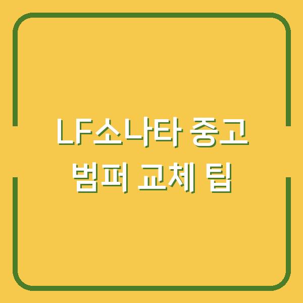 LF소나타 중고 범퍼 교체 팁