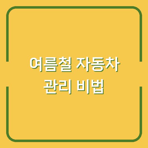 여름철 자동차 관리 비법