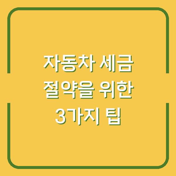 자동차 세금 절약을 위한 3가지 팁