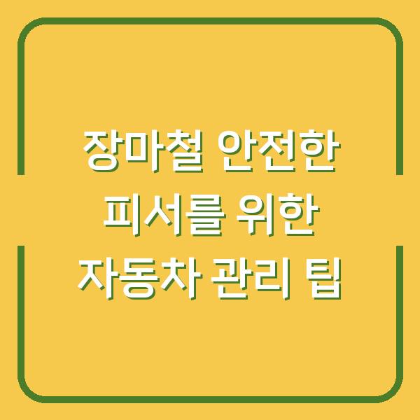 장마철 안전한 피서를 위한 자동차 관리 팁