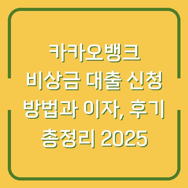 카카오뱅크 비상금 대출 신청 방법과 이자, 후기 총정리 2025