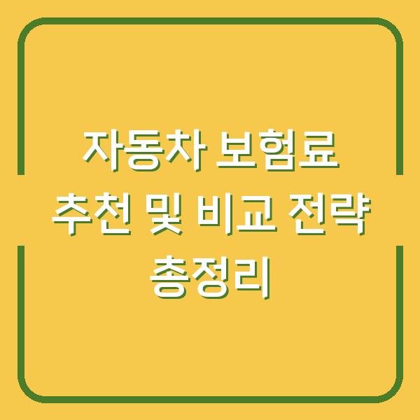 자동차 보험료 추천 및 비교 전략 총정리
