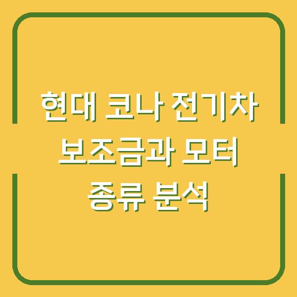 현대 코나 전기차 보조금과 모터 종류 분석