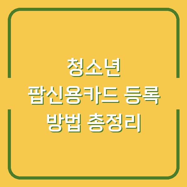 청소년 팝신용카드 등록 방법 총정리