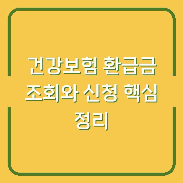 건강보험 환급금 조회와 신청 핵심 정리