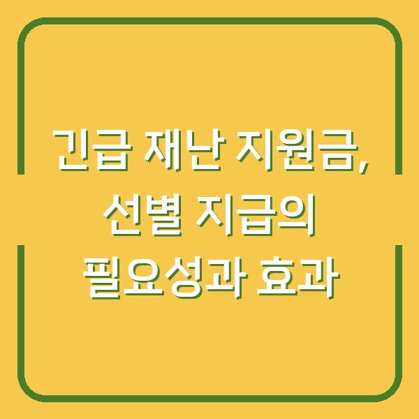 긴급 재난 지원금, 선별 지급의 필요성과 효과