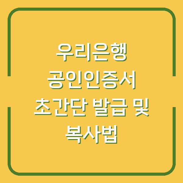 우리은행 공인인증서 초간단 발급 및 복사법