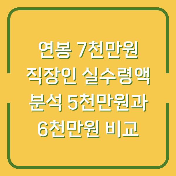 연봉 7천만원 직장인 실수령액 분석 5천만원과 6천만원 비교