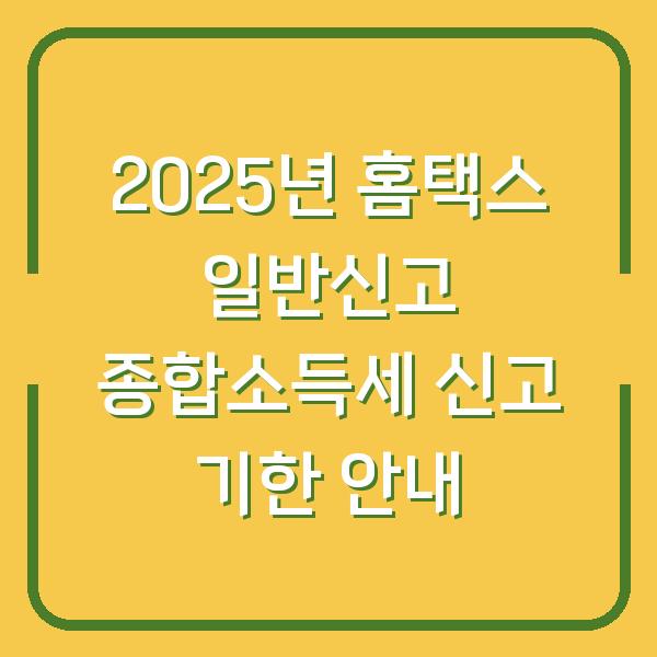 2025년 홈택스 일반신고 종합소득세 신고 기한 안내