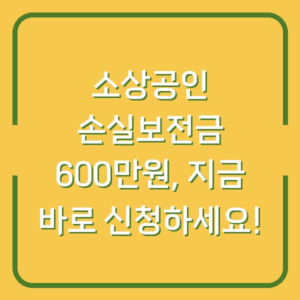 소상공인 손실보전금 600만원, 지금 바로 신청하세요!