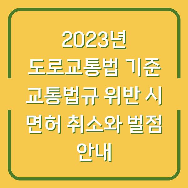 2023년 도로교통법 기준 교통법규 위반 시 면허 취소와 벌점 안내